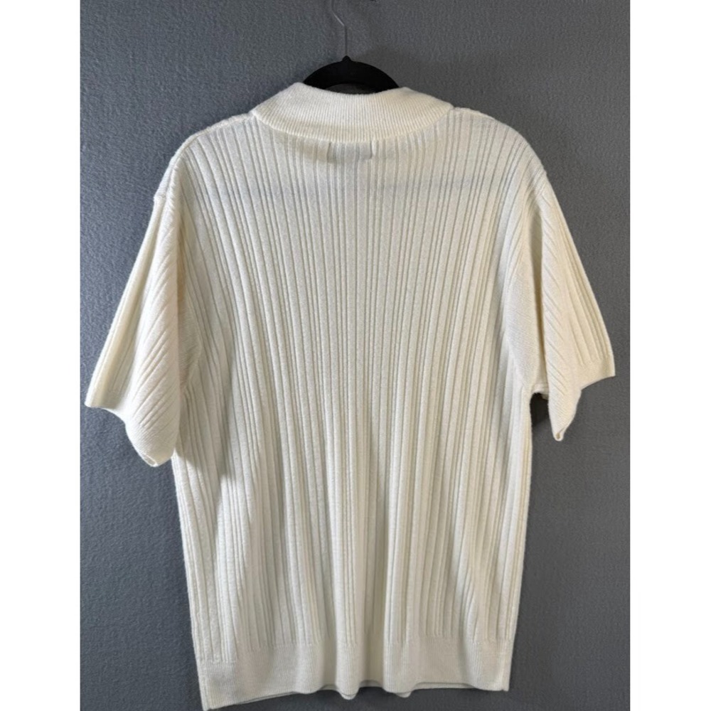 Crystal Kobe Sweater Women Size 2X White Short Sleeve High Neck Knit Casual - Picture 2 of 16